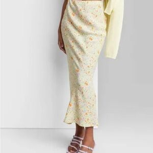 Wild Fable Floral Pencil Skirt - Butter yellow and Orange
